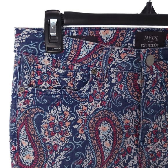 NYDJ For Chicos Floral Paisley Multicolor Skinny Ankle Liftxtuck Tech Jeans 6 - Picture 5 of 9